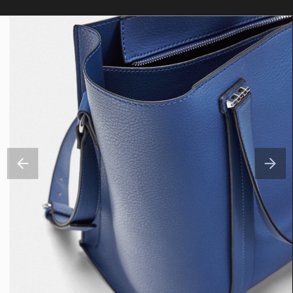 Zara Handbags - Zara cobalt blue vegan leather tote bag that comes with long strap